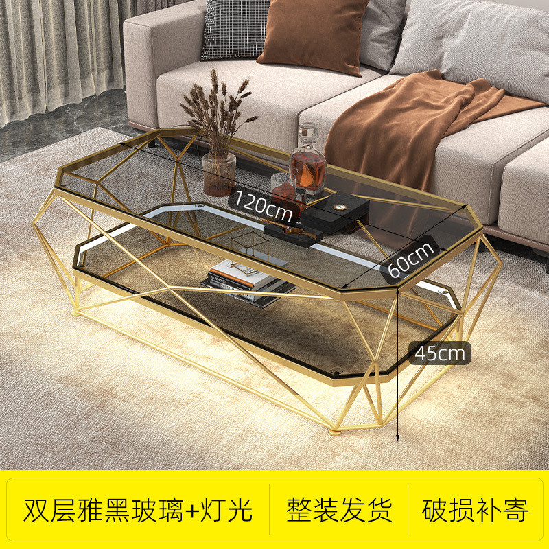 茶几小户型客厅家用桌轻奢现代简约钢化玻璃服装店沙发边几网红款