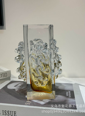 现代轻奢风双拼色手工琉璃花瓶客厅玄关样板间餐桌饰品软装电视柜