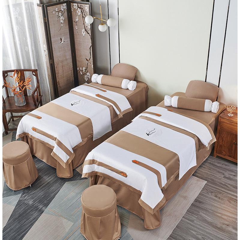 美容床罩四件套纯色欧式美容院高档简约时尚会所按摩洗头头疗床套