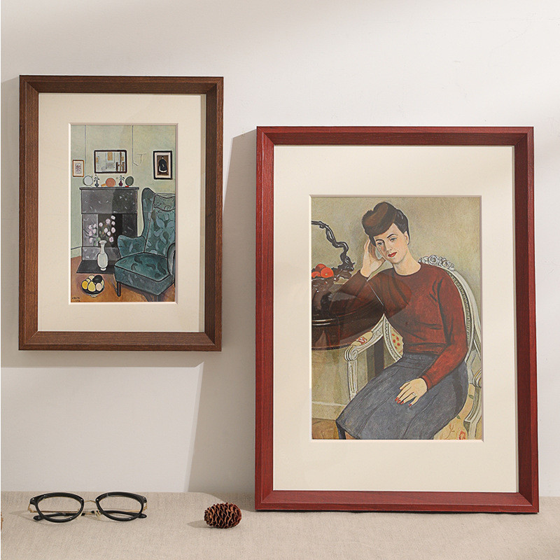 vhm7批发实木画框装裱挂墙大尺寸木质拼图裱框框架a3裱画a4大相框