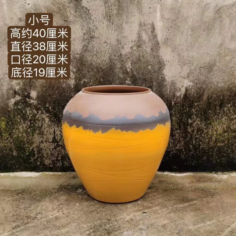 景德镇陶瓷落地花瓶北欧黄色缸酒店干花客厅器皿插陶罐装饰品摆件