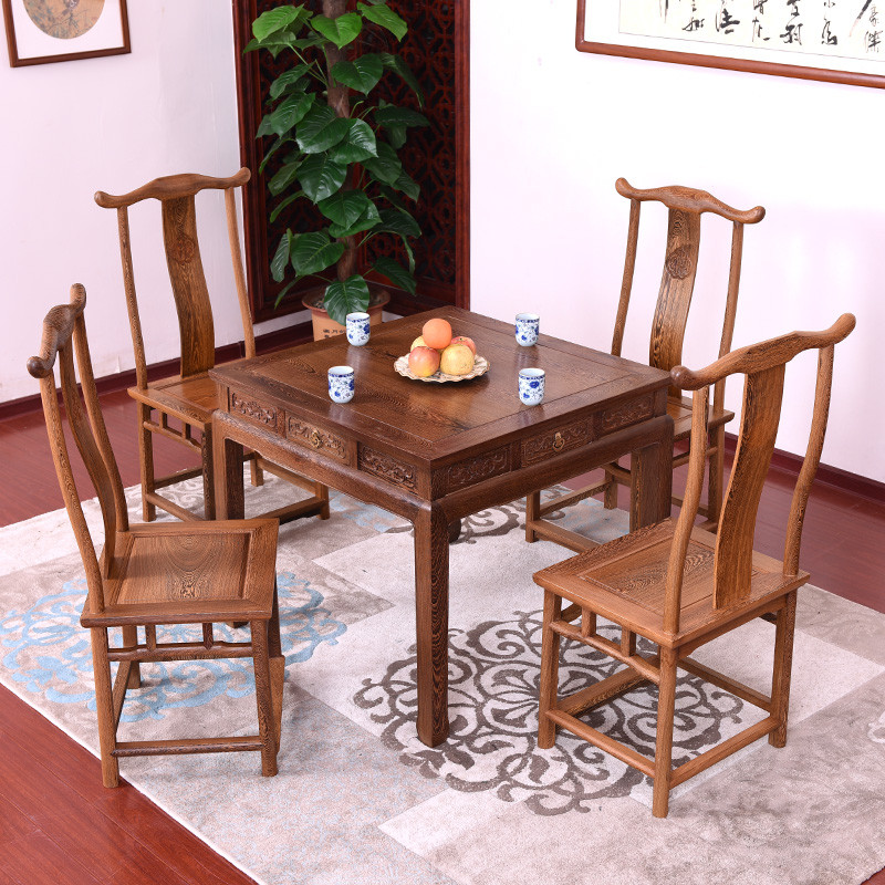 hf2x红木家具鸡翅木八仙桌中式简约餐桌实木小户型餐厅方桌家用