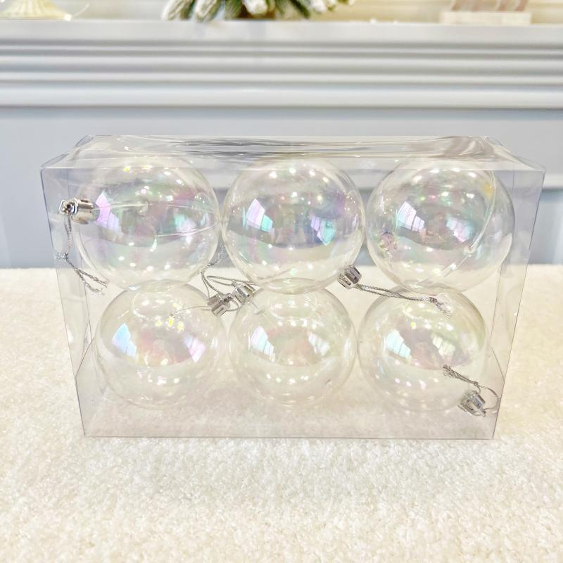 56pc批发ins唯美梦幻炫彩球透明七彩泡泡装饰圣诞球圣诞树球挂球