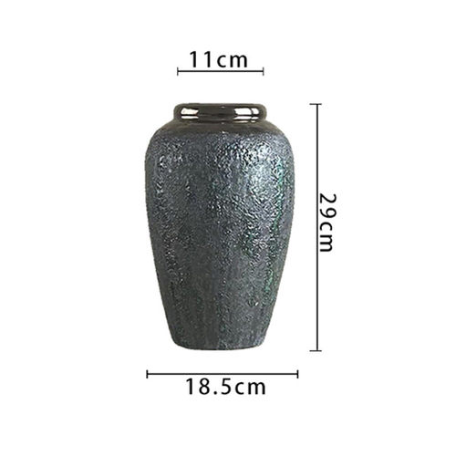 花瓶陶瓷复古中式粗陶陶艺插干花摆件简约手工陶罐家用客厅装饰品