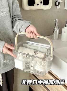 58C1手提洗澡篮洗漱收纳筐浴室浴筐带盖家用篮子宿舍提篮沐浴洗浴