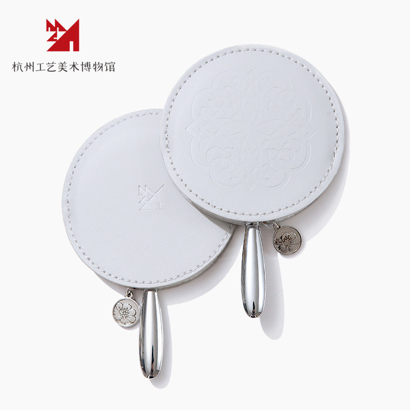 m204【杭州带博物馆】善颜手柄镜子工艺美术皮套手持简约随身梳妆