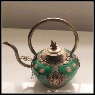 白铜瓷壶摆件仿古酒壶茶壶古玩收藏品家居装饰工艺礼品摆件