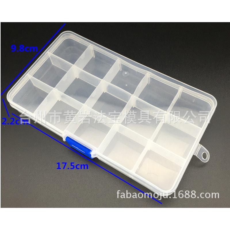 热销15格透明塑料盒五金储物盒元件工具电子零件有盖塑料模具盒子