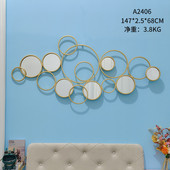 镜轻奢冰纹裂挂北欧简约创意铁艺玄关挂墙式 饰镜酒店挂墙镜 墙面装