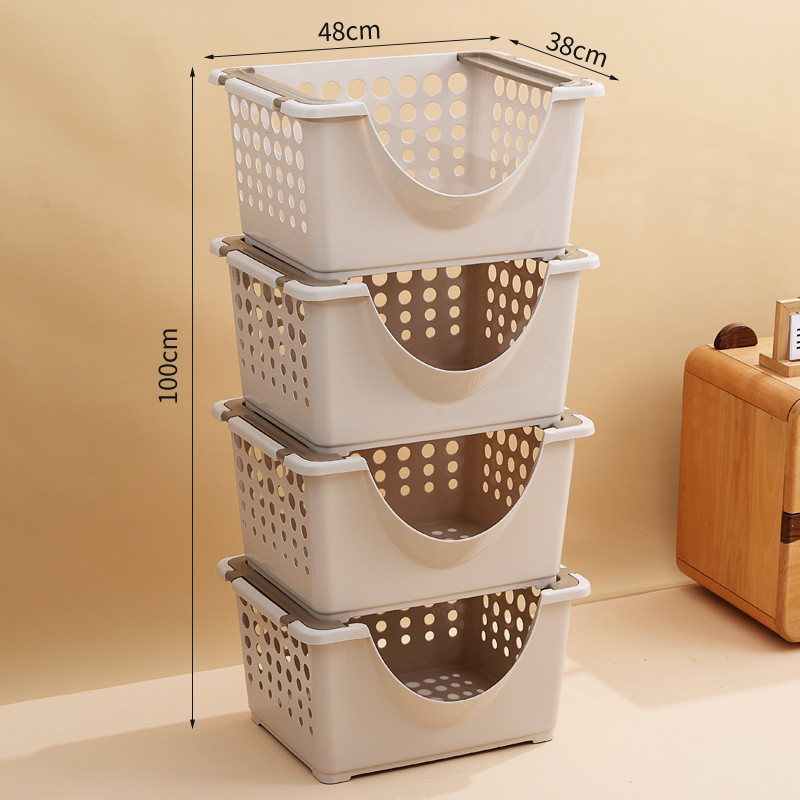 浴室收纳筐厨房可叠加多层置物架杂物收纳箱零食储物筐塑料脏衣篮