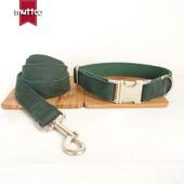 MUTTCO现货宠物牵引套装 019 绿色绒布舒适狗圈创新狗狗用品UDC