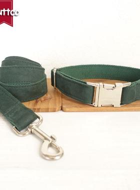 muttco现货宠物udc套装绿色绒布舒适狗圈创新狗狗用品牵引-019