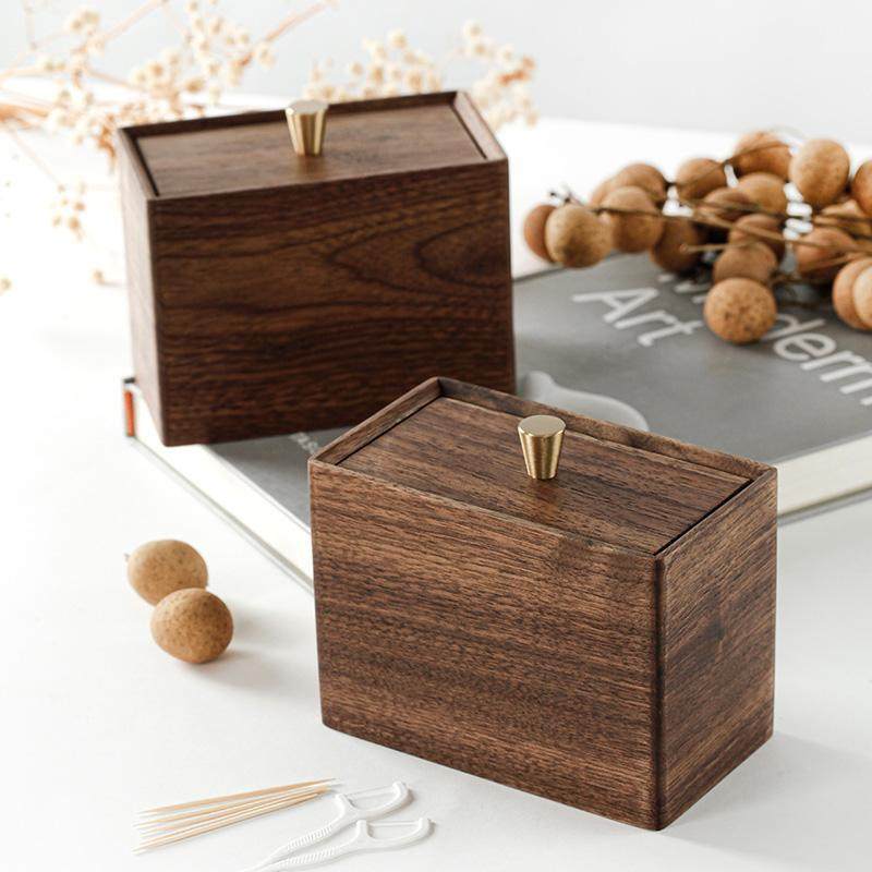 北美黑胡桃木桌面带盖牙签签牙线收纳盒风实木杂物收纳整理,收纳整理,棉签收纳盒/袋,淘宝优惠券,粉丝福利购,淘宝优惠卷