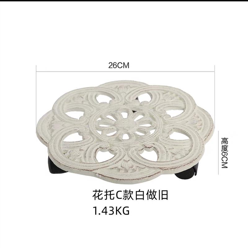 外贸电商铸铁万向轮移动花盆花托托盘托花架园艺园林资材