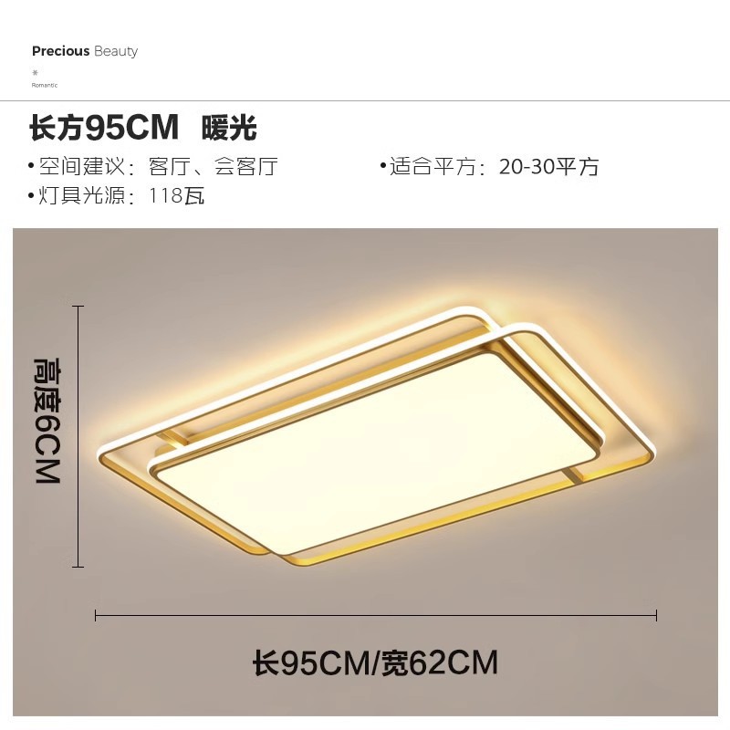 2023新款铁艺吸顶灯灯具家用客厅主灯简约现代led中山长方形卧室