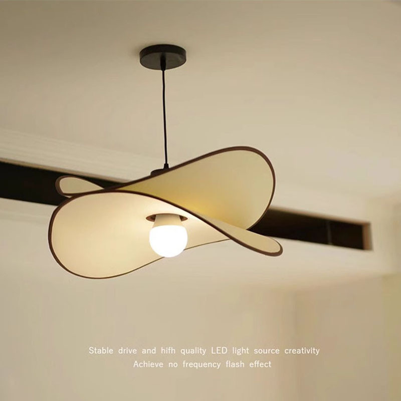 法式中古卧室吊灯侘寂风餐厅吊灯南洋风复古民宿客厅布艺草帽吊灯