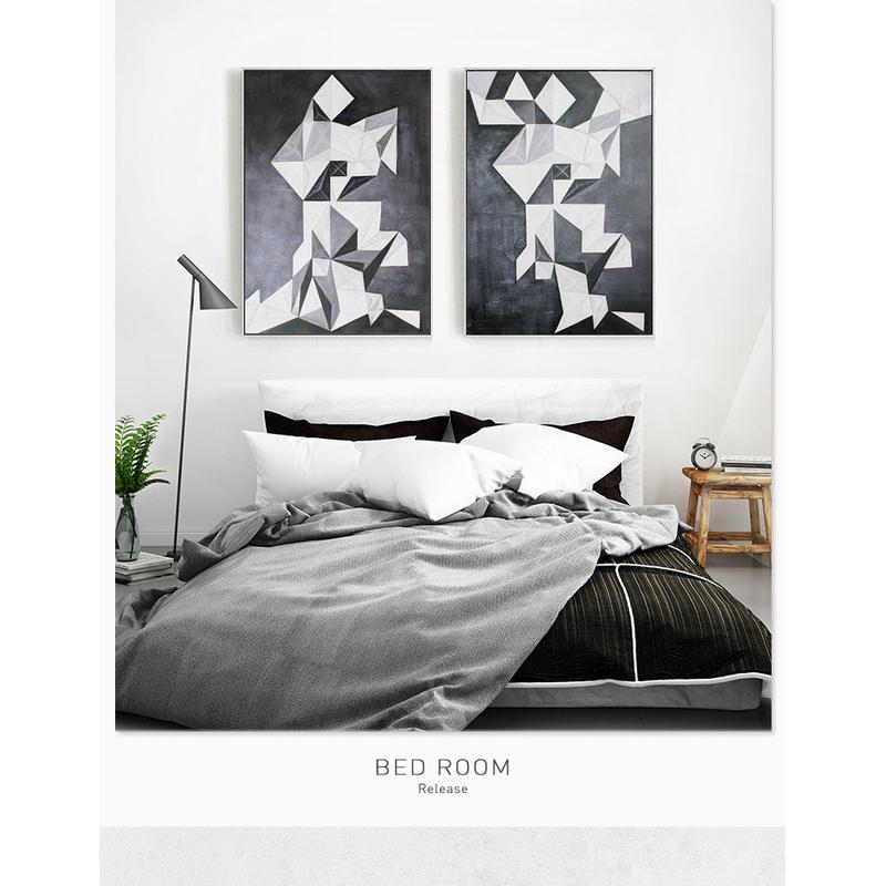 客厅装饰画现代简约墙画北欧小清新有框画餐厅壁画几何挂画抽象