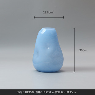 bestwest彩色花瓶摆件不规则按坑水培玻璃春笋家居软装饰品花器