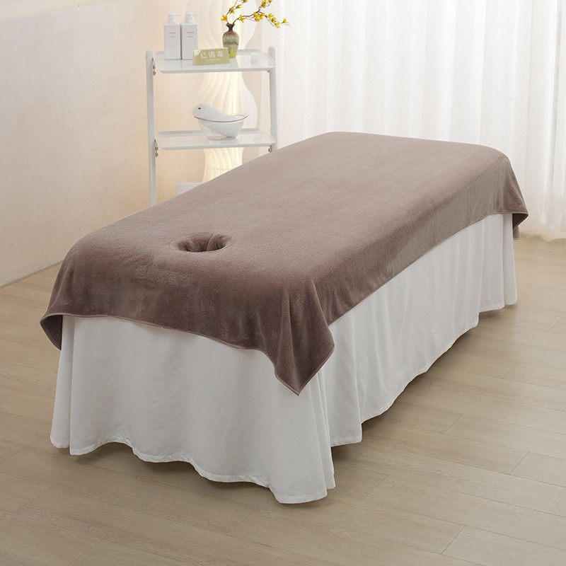 美容床单单件用吸水绒高档按摩推拿床理疗铺床巾开洞美容院盖毯