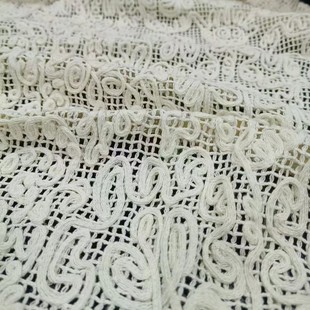 水溶棉绳盘带绣面料镂空绣花蕾丝服装 新款 服饰辅料110CM花边布料