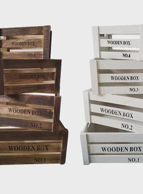 森系婚庆道具实木箱收纳框储物箱复古做旧木框摆件婚礼舞台装饰