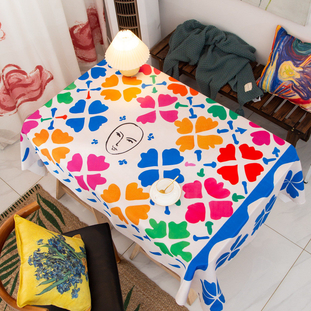 北欧马蒂斯抽象油画美术教室艺术绘画大尺寸长方形桌防水防烫台布,居家布艺,桌布,淘宝优惠券,粉丝福利购,淘宝优惠卷