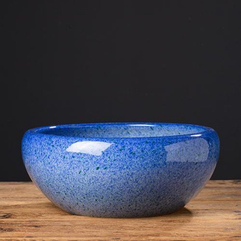 景德镇陶瓷观背莲荷鳉金鱼缸古法养鱼乌龟睡碗青花盆小型客厅室内