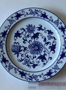 景德镇现代中式青花瓷陶瓷手绘摆盘装饰盘墙面挂盘盘子家居摆件餐