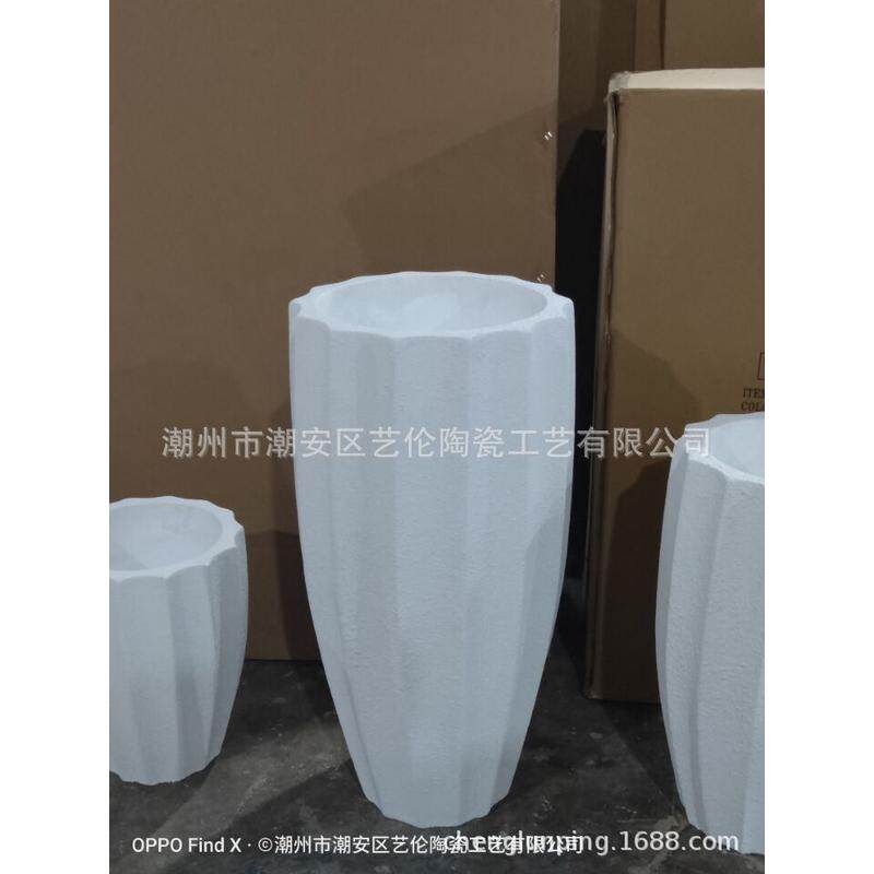 2020款氧化镁落地花盆园林花瓶水泥花缸机场商场房地产干花家居