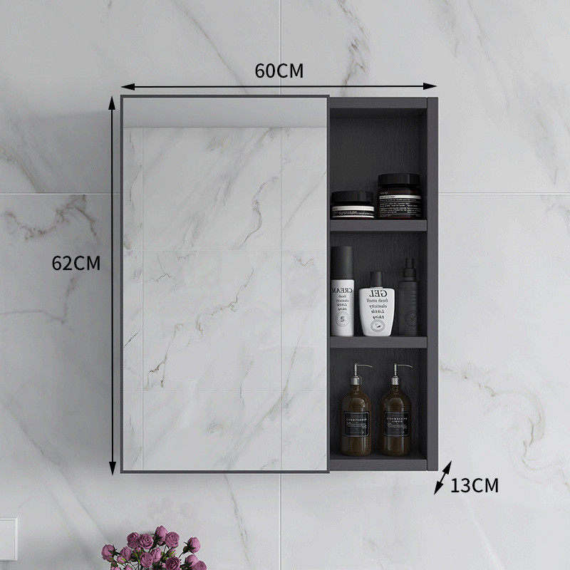 简约轻奢浴室镜柜储物置物架镜子卫生间镜箱洗手间挂墙式带碳纤维