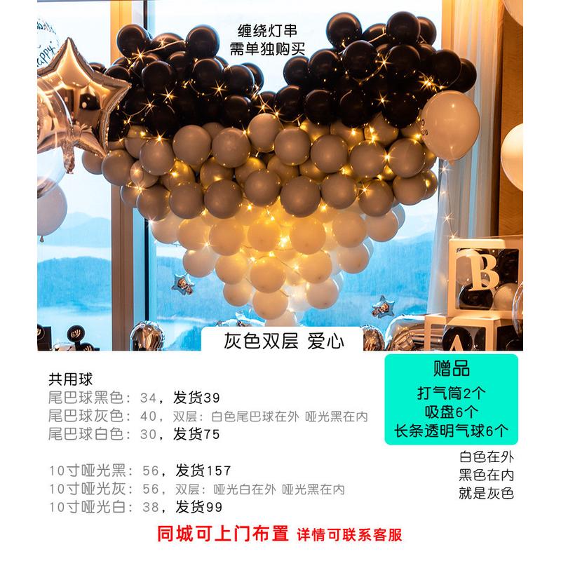 元旦新年网红立体爱心乳胶气球尾巴球心形造型婚房告白装饰生日