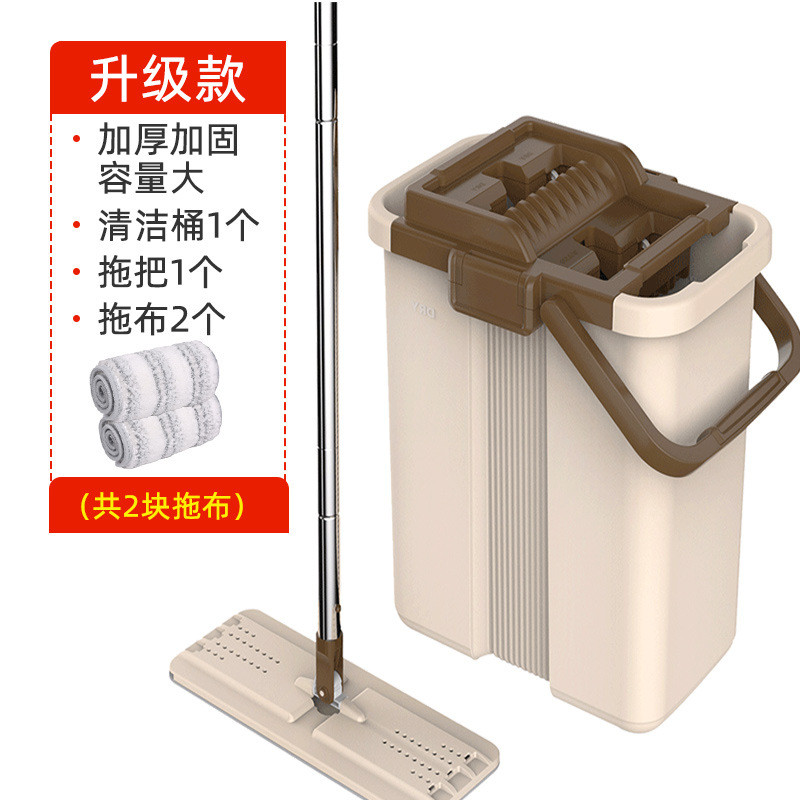 ali6免手洗平板拖把墩布懒人一拖净一刷净拖布家用不锈钢伸缩杆