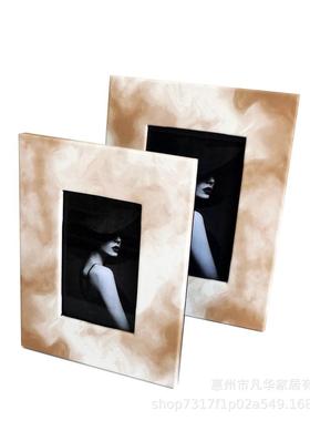 编织高端简约现代皮质相框摆台卧室床头柜书房桌面家居装饰品摆件