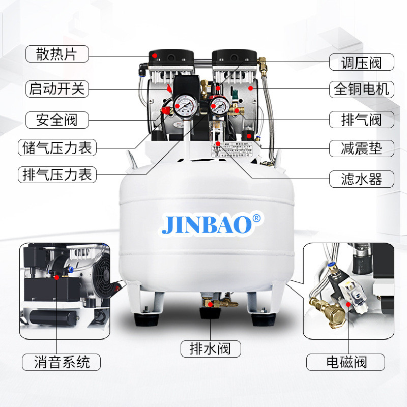 热销实验室空压机现货无油超静音气泵小型slb35固定活塞式空气压