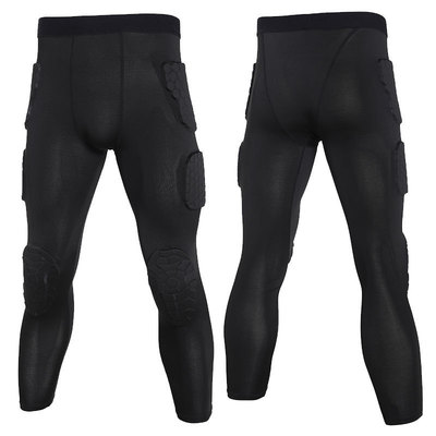 篮球运动紧身防撞护具护膝长裤蜂窝弹力专业装备护腿训练打底裤九