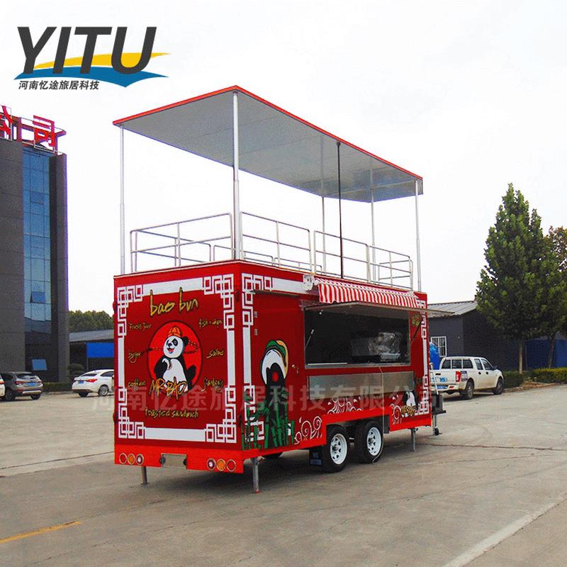 热销景区移动双层小吃餐车夜市摆地摊拖挂房车流动多功能售卖餐饮