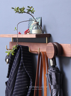 创意北欧木质挂钩墙壁门后玄关打孔墙上壁挂实木衣帽钩卧室衣帽架