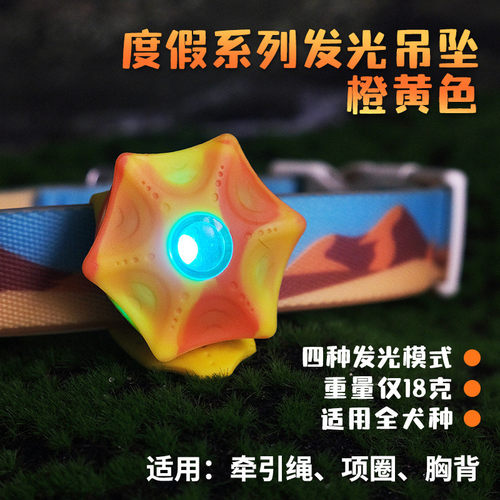laroo莱诺狗狗夜行遛狗宠物项圈防丢牌发光吊坠夜间防走失灯夜灯