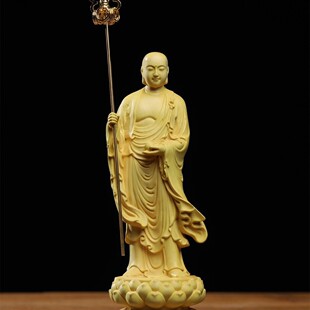 厂家直供黄杨木雕刻地藏王菩萨立像摆件家居客厅办公室摆饰工艺品