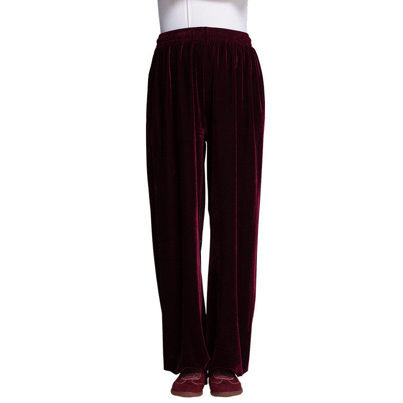 金丝绒太极裤女秋冬季金丝绒太极服男灯笼裤加厚加绒武术练功裤