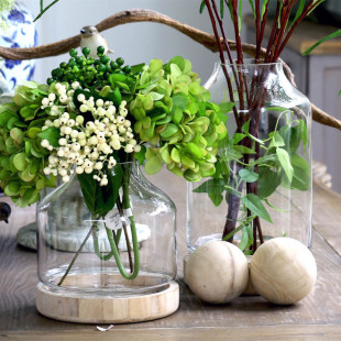 厂家北欧原木球实木装饰圆木玻璃罐透明球罩微景观玻璃花房摆件设