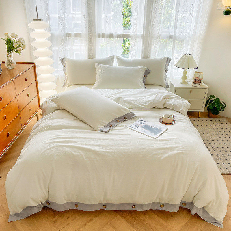爆款贴边纽扣床单水洗棉四件套网红直播爆款式床笠款四件套可代发,床上用品,床品套件/四件套/多件套,淘宝优惠券,粉丝福利购,淘宝优惠卷
