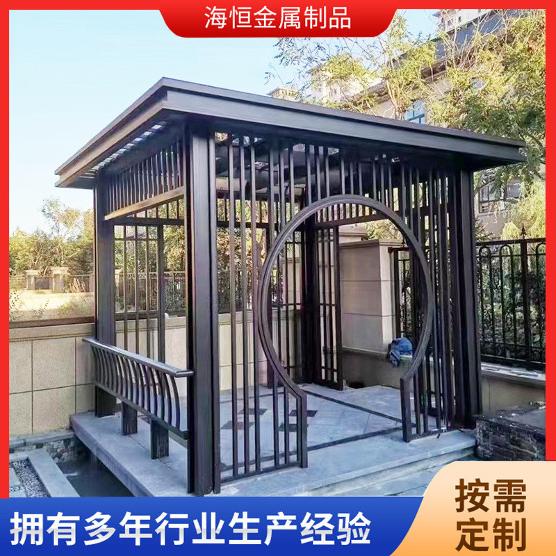 雨棚古建四角中式凉亭别墅遮阳棚户外花园庭院葡萄架铝艺凉亭