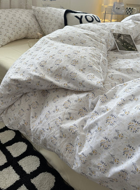 btv4ins碎花小复古风床上四件套100水洗棉床单被套学生宿舍三件套