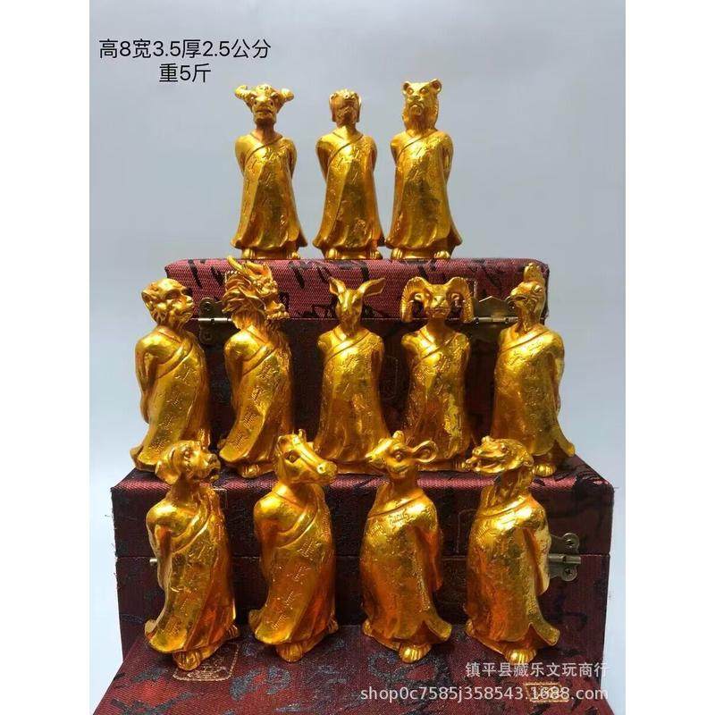 仿古铜器十二生肖日式茶宠摆件香道茶道高端装饰摆件茶席铜摆件