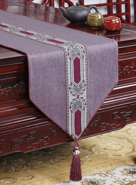 vhm7vhm7新中式禅意餐桌桌旗茶席现代简约复古布艺茶几电视柜桌布