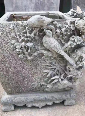 石雕厂 专业欧式石雕花盆 园林景观石雕花钵制作 福建大鹏石材