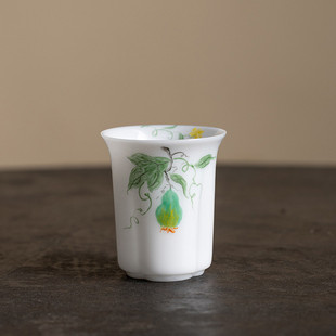 手绘陶瓷茶杯冰种玉瓷功夫茶小茶杯主人杯高档闻香杯品茗杯功夫杯