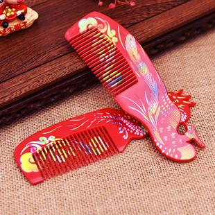 心形梳婚庆对木梳子结婚梳子红色龙凤梳妆镜婚礼新娘陪嫁镜子套装