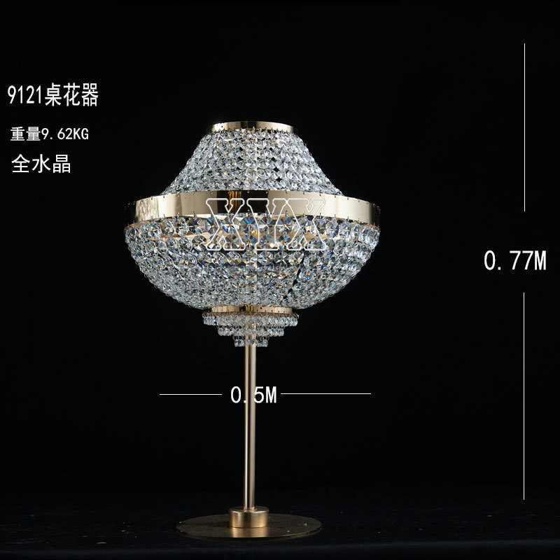 婚礼堂水晶亚克力桌花器酒店路引装饰舞台宴会厅桌面铁艺烛台摆件